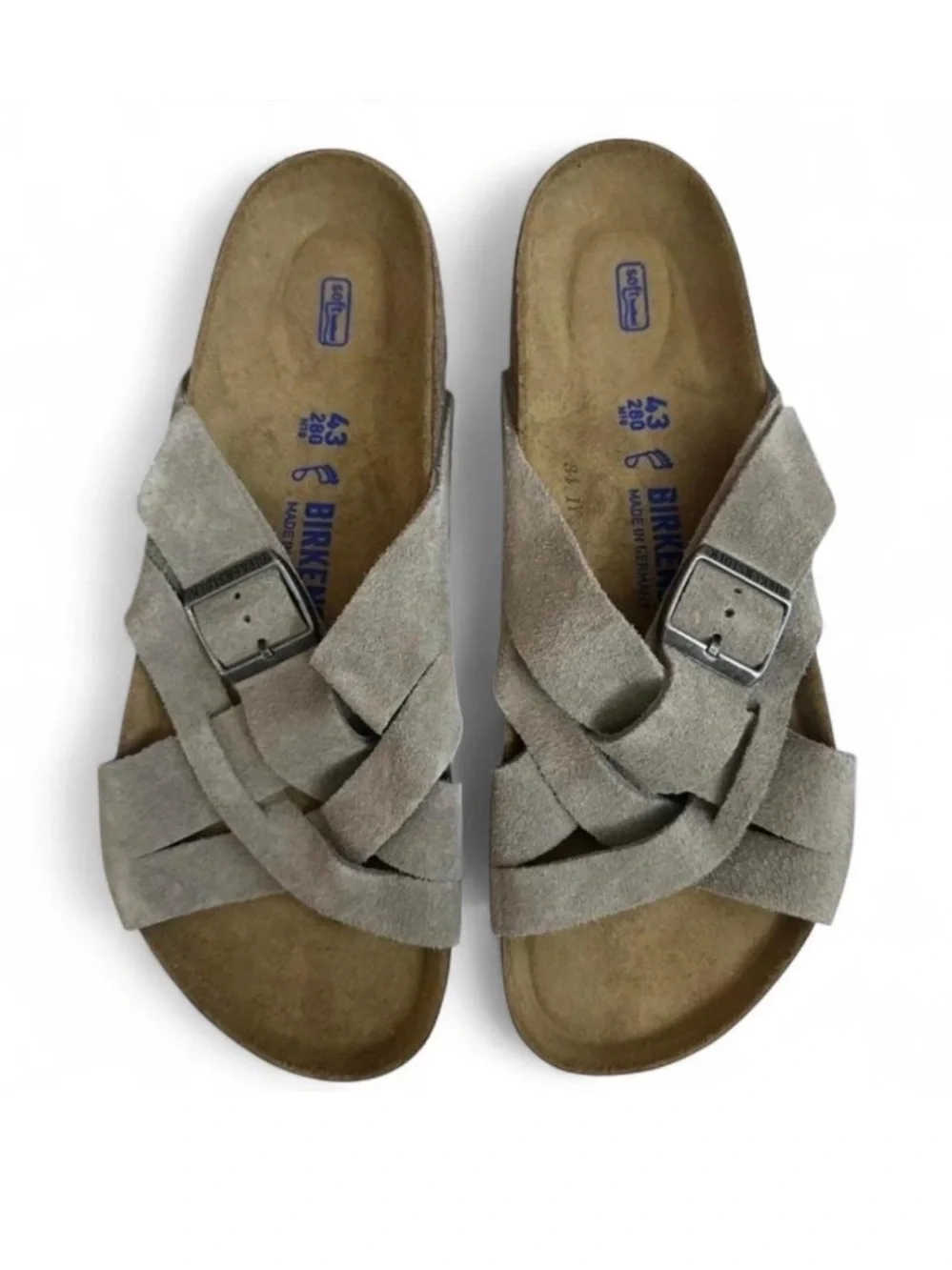 Birkenstock Lugano Stone Coin Suede Crisscross Sandals Size EU 43/US Men 10-10.5